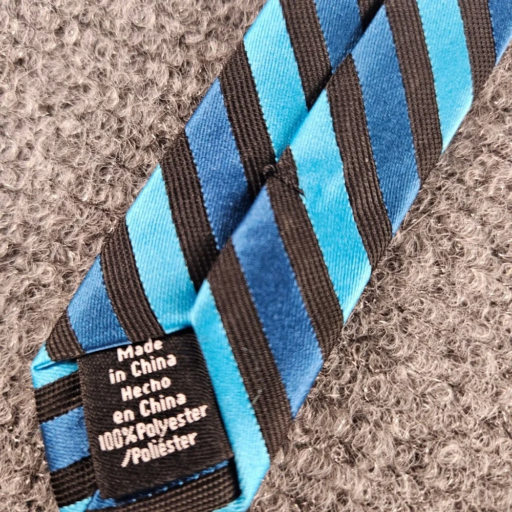 Dockers Boys Striped Necktie‎ Turquoise Blue Black Polyester New with Tags
